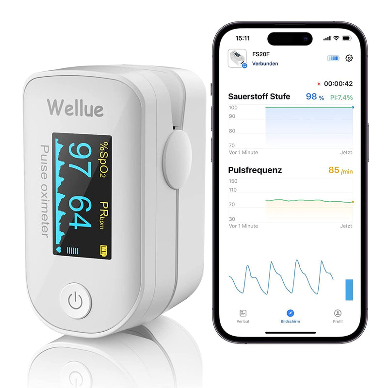 Pulse Oximeter With Data Storage, With App Via Bluetooth, Oxygen Saturation Measurement, Finger Pulse Oximeter, Oxygen Content Health Monitor, Heart Rate And Spo2, White - NewNest Australia