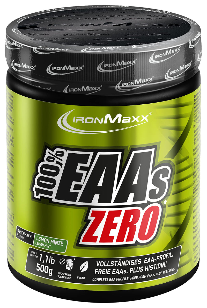 Ironmaxx 100% Eaas Zero - Lemon Mint 500G Can | Eaa Powder, Vegan And Sugar-Free With All 8 Essential Amino Acids | Fruity Taste, Free Of Preservatives 500 G (Pack Of 1) - NewNest Australia