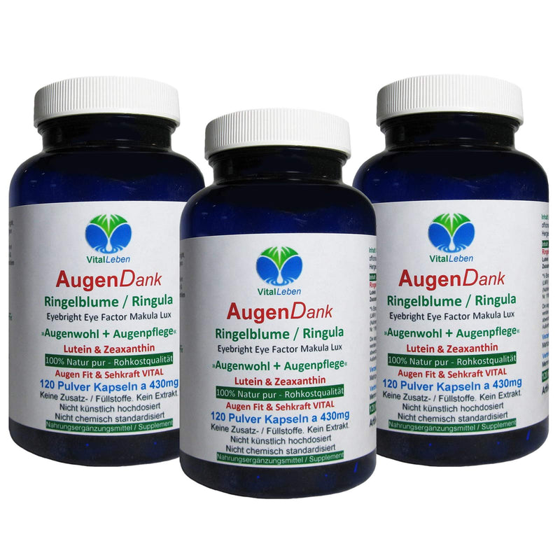 MARIGOLD EYES Vitamins Lutein & Zeaxanthin Vision VITAL COMPLEX + Retina Macular Pigments - 360 (3x120) capsules - pure nature - WITHOUT ADDITIVES. 26970-3 360 pieces (pack of 1) - NewNest Australia