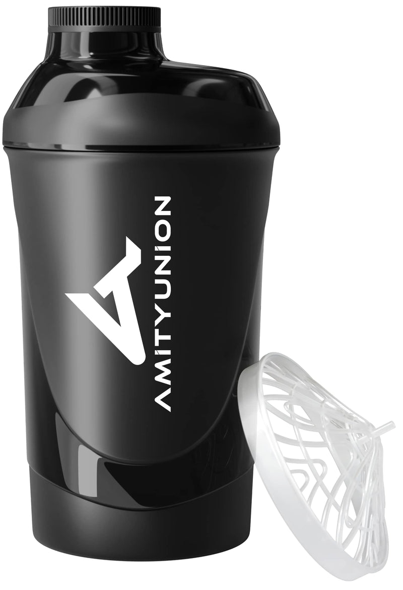 AMITYUNION Protein Shaker Deluxe 800 ml - protein leak-proof - BPA free with sieve & scale for creamy whey protein powder shakes fitness cup for isolates and sports concentrates Midnight Black - NewNest Australia