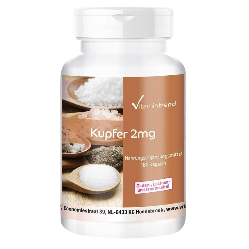 Copper capsules - 2mg - high dosage - vegan - 180 capsules - for hair pigmentation | Vitamintrend® - NewNest Australia