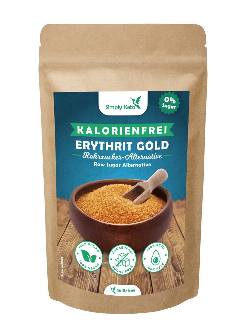 Simply Keto Erythrit Gold 400G - Calorie-Free Brown Sugar Substitute With Caramel Note - Vegan Raw Sugar Alternative Made From Erythritol - 70% Of The Sweetening Power Of Sugar - Lower Carb* & Keto Suitable - NewNest Australia