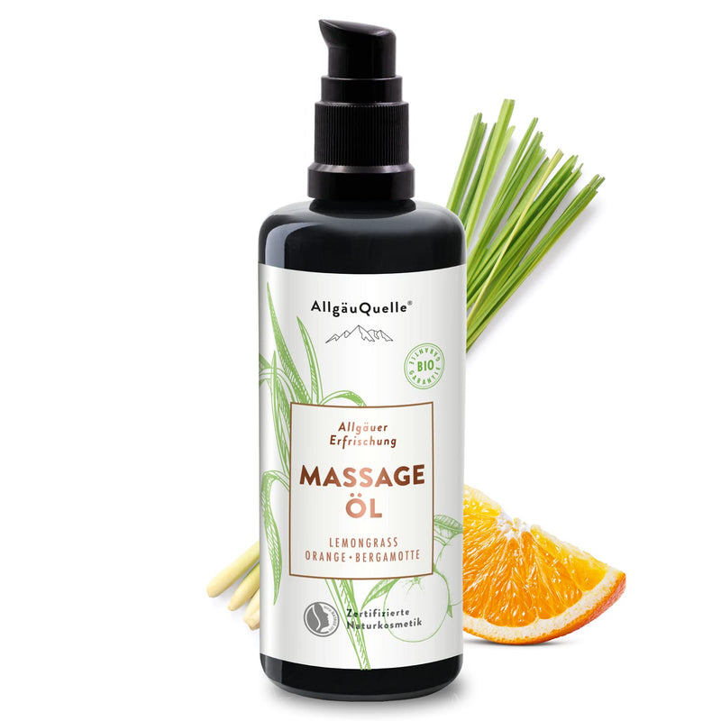 Allg√§Uquelle Organic Massage Oil Allg√§Uer Refreshment With 100% Natural Essential Oils From Lemongrass, Orange, Bergamot | Nourishes The Whole Body With Sesame, Jojoba, Avocado And Shea, 100 Ml - NewNest Australia