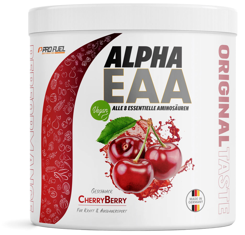 Alpha EAA powder 462g CHERRY BERRY - incredibly delicious EAA drink powder, all 8 essential amino acids, vegan EAAs amino acids/amino workout drink, optimal value, Made in Germany 462 g (pack of 1) - NewNest Australia