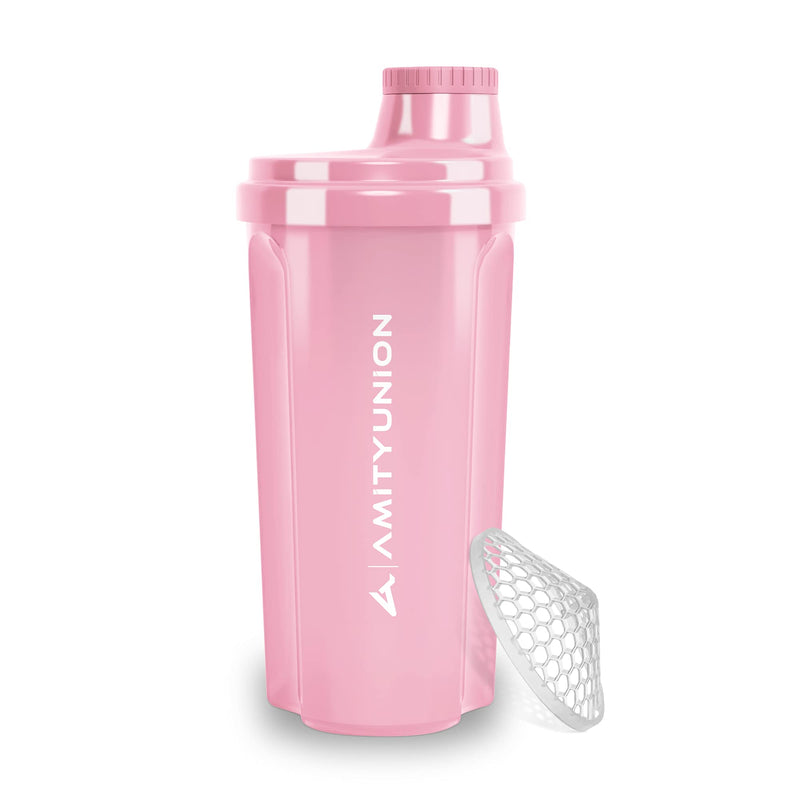 Protein shaker “Heaven” 500 ml leak-proof, BPA free, with sieve & scale - ORIGINAL - for creamy whey protein powder shakes, protein isolates & BCAA concentrates, fitness mixer coral pink - NewNest Australia