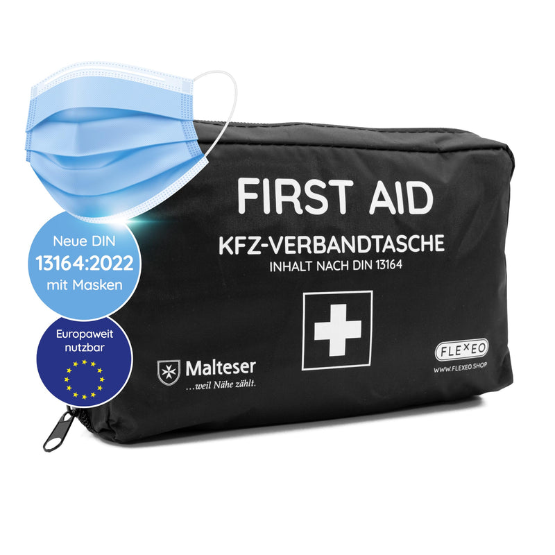 Car First Aid Bag According To Current Din 13164:2022, Valid For 2023 According To German Road Traffic Licensing Regulations, First Aid Kit/Box/First Aid Kit Car/Motorcycle, Black - NewNest Australia
