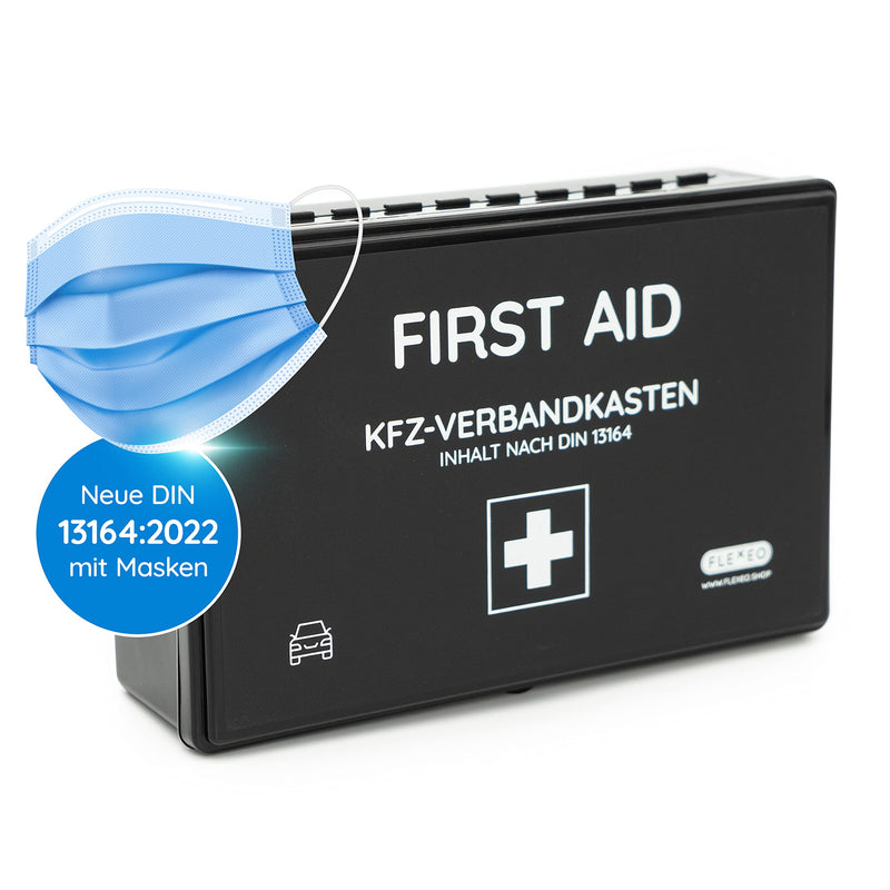 Car First Aid Kit According To Current Din 13164:2022 | Includes 2 Medical Face Masks | Valid For 2023 According To Stvzo | First Aid Kit / Box / First Aid Kit Car / Motorcycle | Black - NewNest Australia