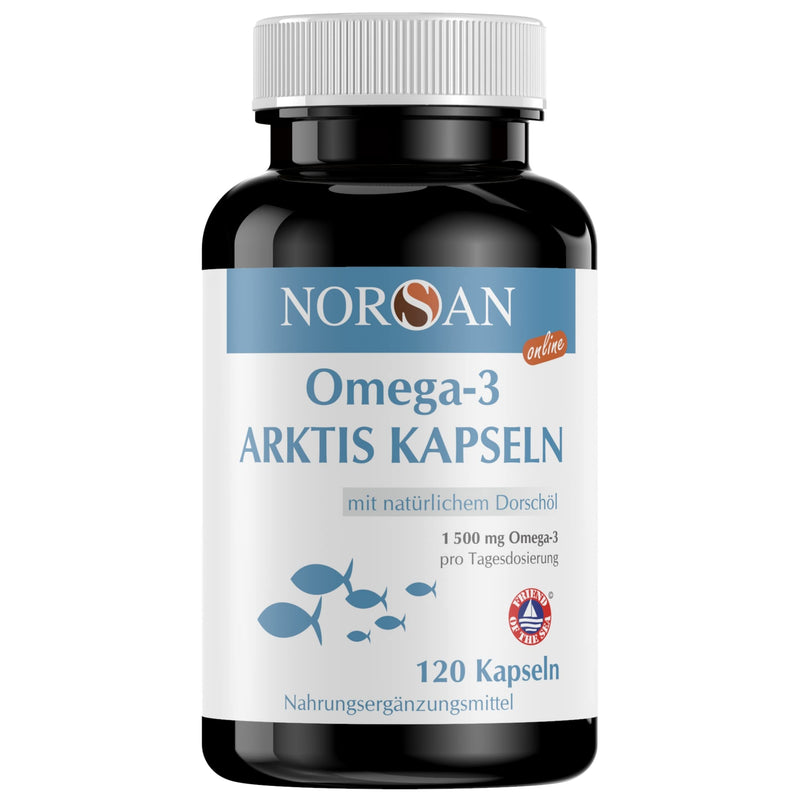 NORSAN Premium Omega 3 Arctic cod oil capsules 120 capsules / 1,500 mg Omega-3 per serving/Omega 3 capsules high dosage with 480 mg EPA & 720 mg DHA/fish oil capsules from sustainable cultivation 120 pieces (pack of 1) - NewNest Australia