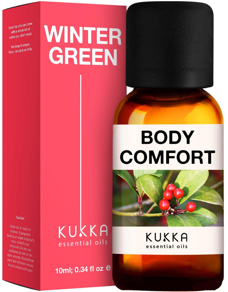 Kukka Wintergreen Essential Oil For Pain - 100% Pure And Natural Therapeutic Grade Aromatherapy For Refreshing, Winter Green, Crisp & Woody Fragrance - Winter Green Oil (10Ml) - NewNest Australia