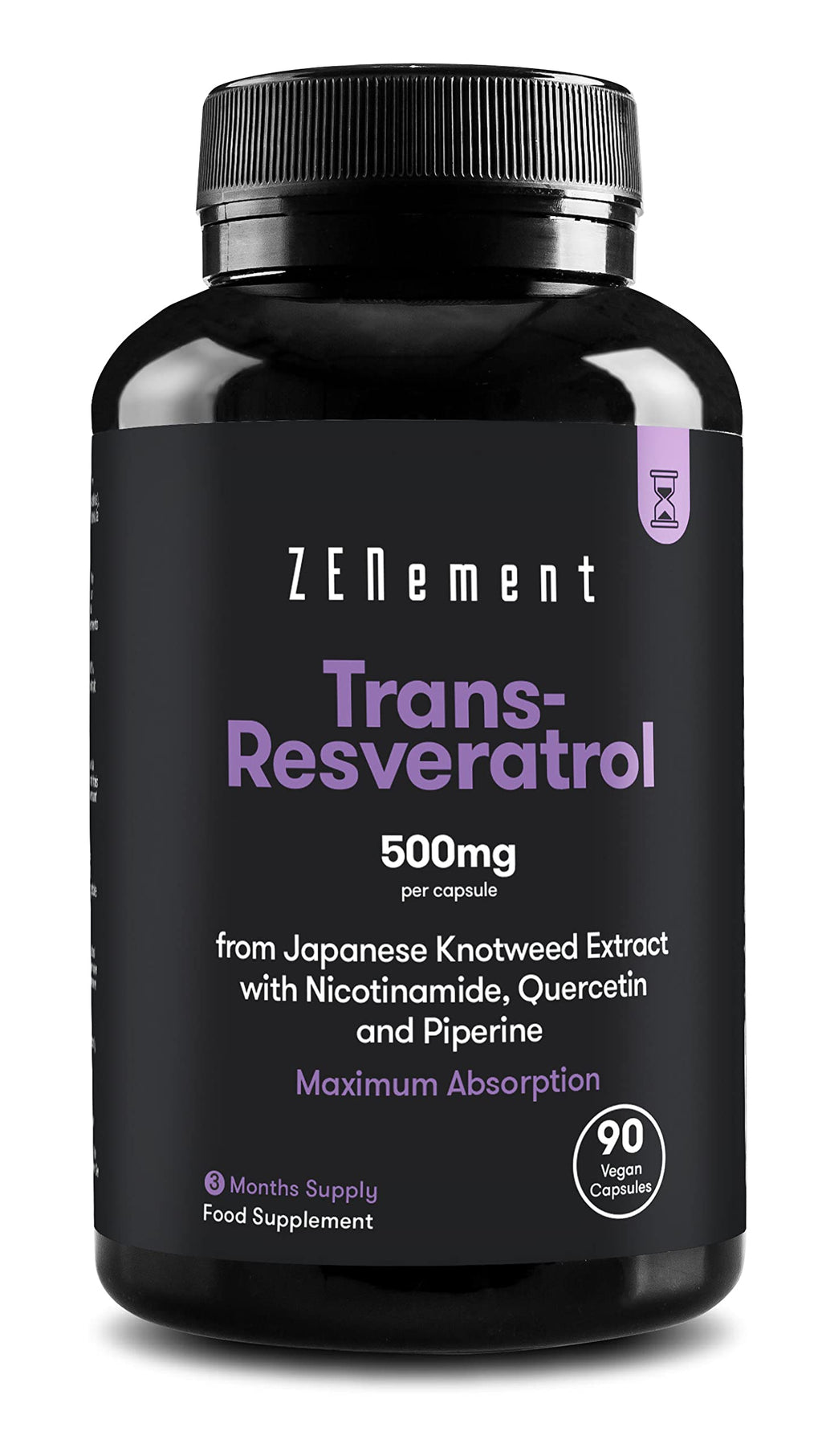 Zenement Trans-Resveratrol 500 Mg, With Nicotinamide, Quercetin And Piperine, 90 Capsules | Anti-Aging, Healthy Aging, Antioxidant | Vegan, Allergy Free, No Preservatives, Gmo Free - NewNest Australia