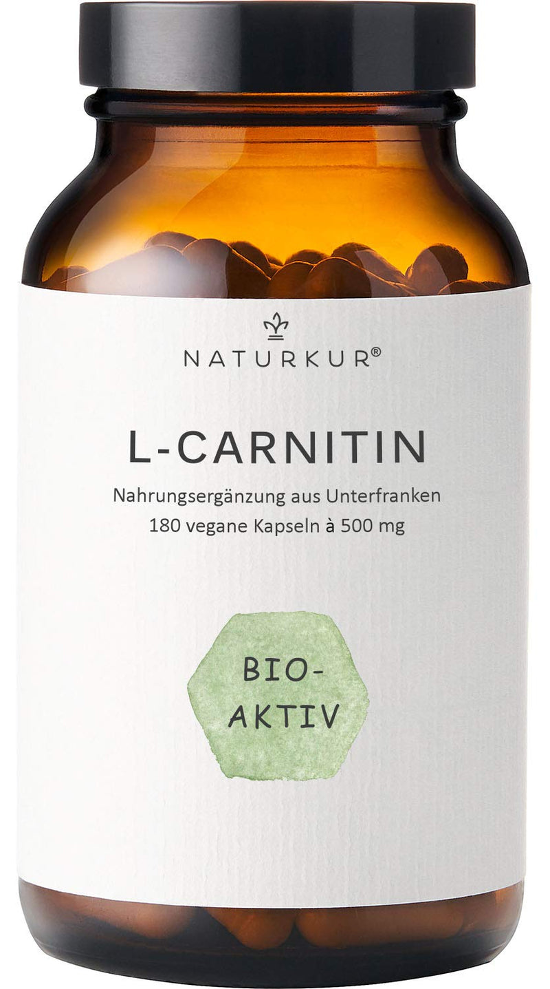Naturkur® L-Carnitine - 180 vegan capsules in a pharmacist jar for 6 months - laboratory tested, without additives, made in Lower Franconia - NewNest Australia