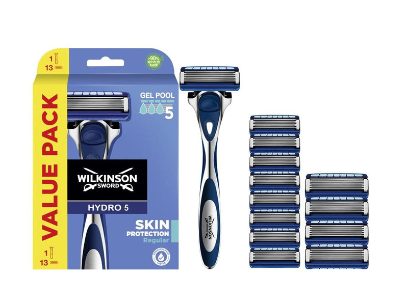 WILKINSON SWORD - Hydro 5 skin protection for men | Regularly | { 1 razor handle + 13 replacement blades }, 14 pieces (pack of 1) - NewNest Australia