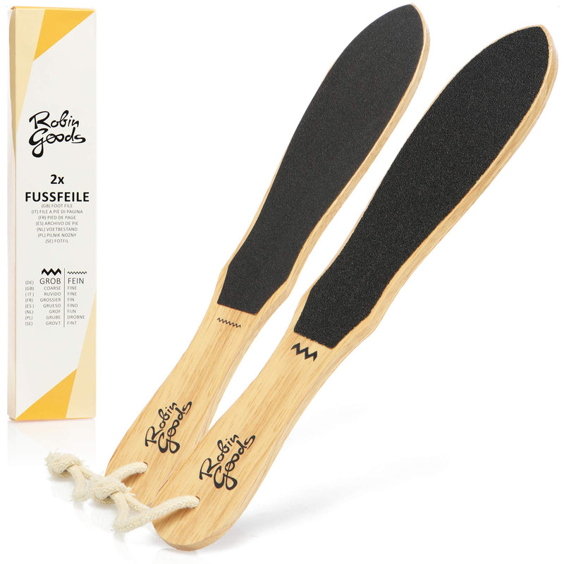 Robin Goods 2 X Wooden Callus Rasp Foot File, Coarse & Fine, Callus File, Callus Remover In Plastic-Free Packaging, For Removal Of Calluses And Calluses (Pack Of 2) - NewNest Australia