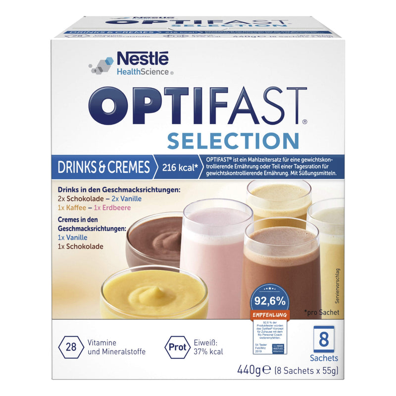 OPTIFAST trial pack with diet shakes and weight loss creams | Protein-rich meal replacement with important vitamins and minerals | quick to prepare and delicious in taste | 8 x 55g chocolate - vanilla - coffee - strawberry 55.00 g (pack of 8) - NewNest Australia