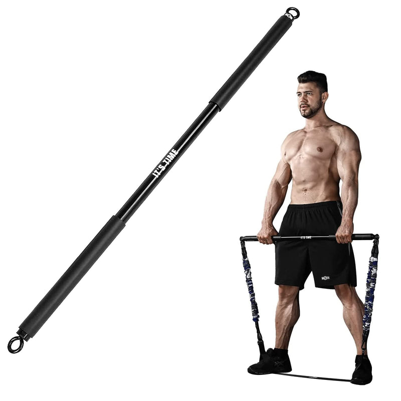 Innstar Resistance Bands Bar Exercise Bands Attachment 96Cm Black Maximum Load 362Kg For Home Fitness Training Full Body Training Power Lifting Fitness Bar Non-Removable Bar Black-96Cm - NewNest Australia