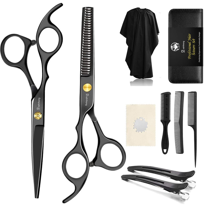 Bozhihong Hairdressing Scissors Set, 6.7 Inch Professional Hair Scissors, Sharp Hair Cutting Scissors With Hairdressing Cape, Thinning Scissors For Women, Men, Children, Hair Scissors For Family - NewNest Australia