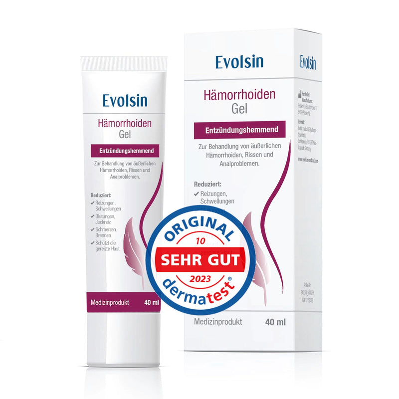 Evolsin® hemorrhoid gel - against burning, pain, bleeding and itching - anti-inflammatory hemorrhoid ointment also for anal fissures - medical product - NewNest Australia
