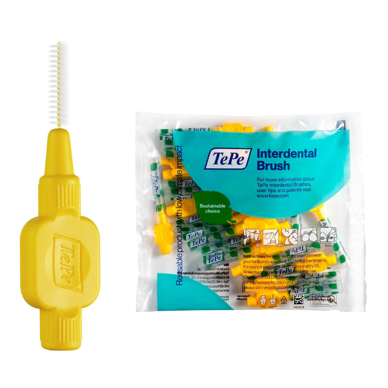 TePe Interdental Brush, Original, Yellow, 0.7 mm/ISO 4, 20pcs, plaque removal, efficient clean between the teeth, tooth floss, for narrow gaps - NewNest Australia