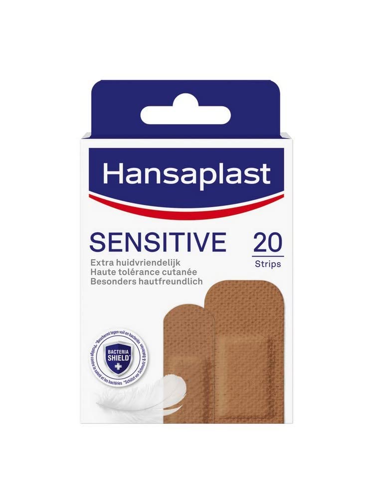 Hansaplast Sensitive Skin Plasters, Medium, Pack Of 20, Skin-Friendly And Hypoallergenic Wound Plasters With Bacteria Shield, Secure Adhesion, Painless To Remove - NewNest Australia