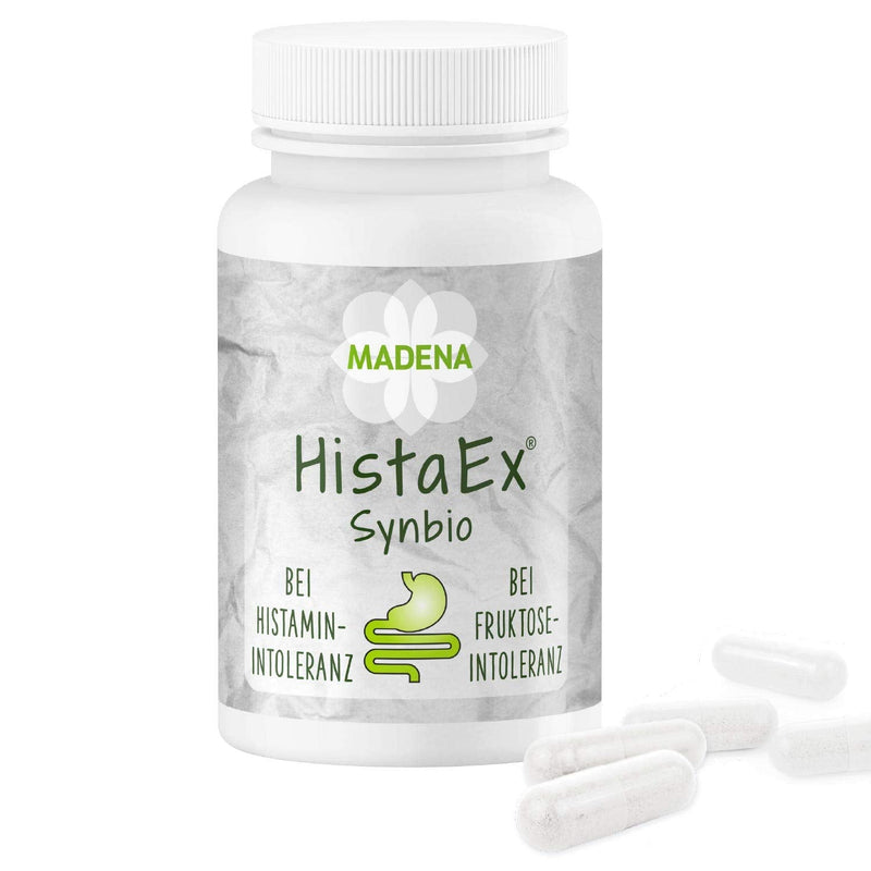 Madena Histaex Synbio - Lactic Acid Bacteria And Bifidobacteriate For Histamine Intolerance And Fructo Intolerance - 60 Capsules + 2 Soluble Fiber - Daily Dose Of 20 Billion Germs - NewNest Australia