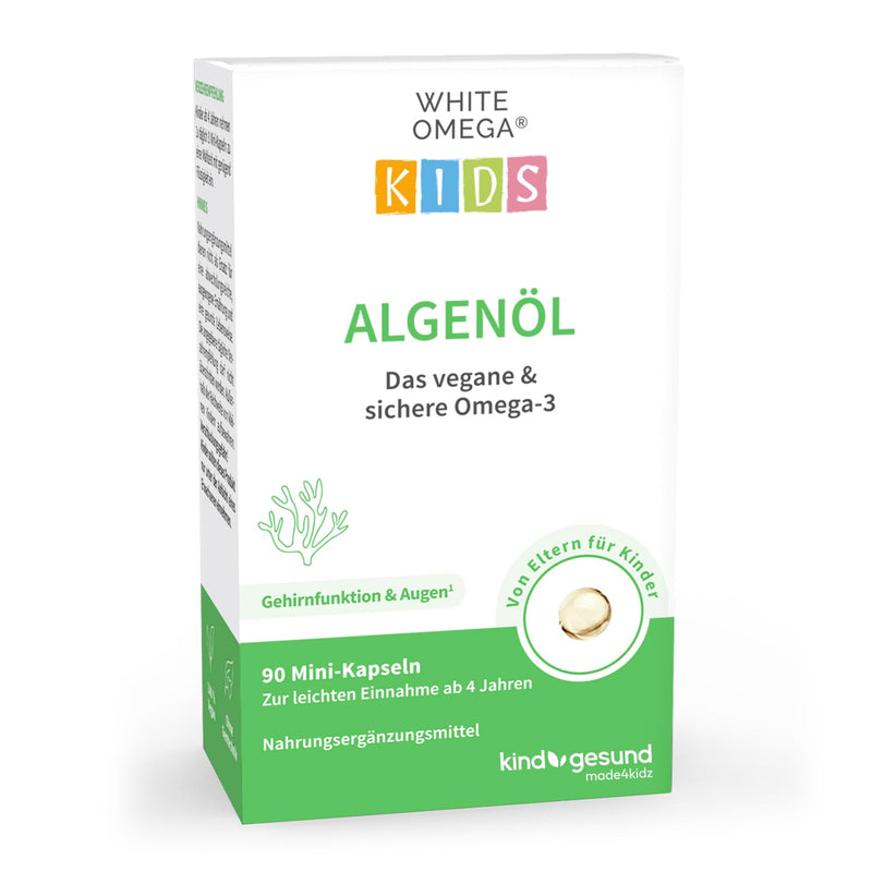 Algae oil capsules for children - vegan Omega-3 - without carrageenan - 330 mg DHA from algae - 90 mini capsules - NewNest Australia
