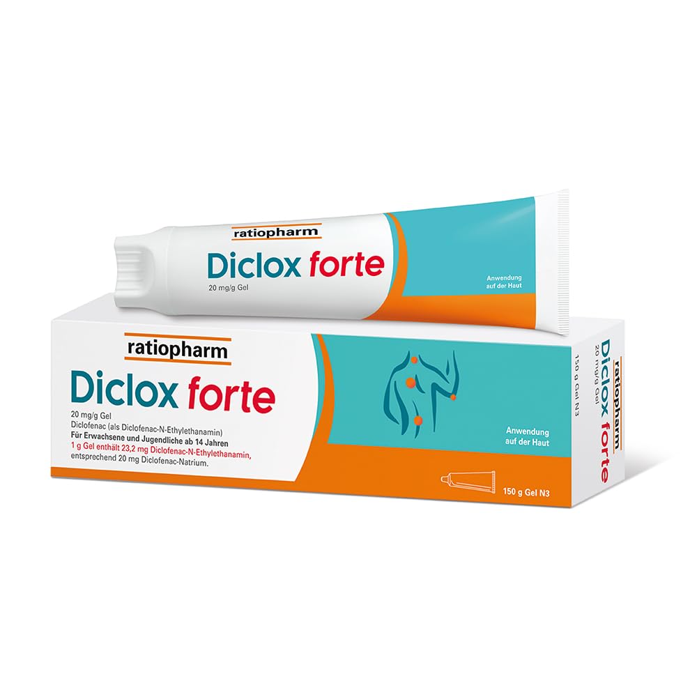 Diclox forte pain gel from ratiopharm effectively relieves acute back and joint pain with diclofenac in twice the active ingredient concentration, 150 g gel 150 g (pack of 1) - NewNest Australia