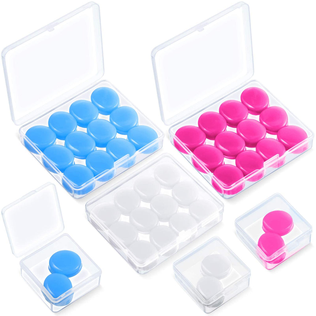 21 Pairs Of Ear Plugs For Sleeping Soft Reusable Malleable Silicone Earplugs Noise Canceling Sound Blocking Ear Plugs With Case For Swimming (White, Blue, Rose Red) - NewNest Australia