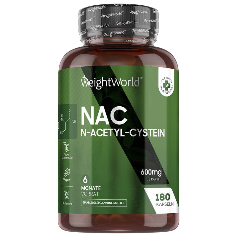 Nac N Acetyl Cysteine - 180 Capsules - Vegan Acetyl Glutathione Amino Acids Preparation - 6 Months Supply - N-Acetyl-L-Cysteine - Nac 600Mg Per Capsule - Women And Men - High Bioavailability - - NewNest Australia