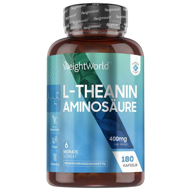 L-Theanine Amino Acid 400 Mg - 180 Vegan Capsules For 6 Months Supply - Made Without Gmo And No Magnesium Stearate - Gluten Free & Natural Ingredients - Amino Acid L-Theanine - Weightworld - NewNest Australia