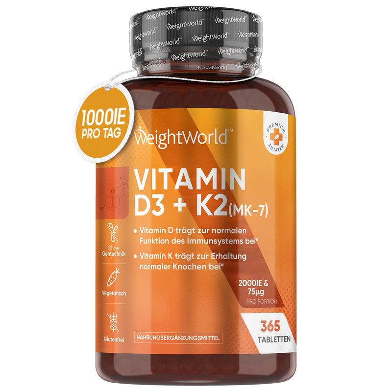 Vitamin D3 K2 2000 Iu - 400 Tablets With 75Mcg Vit K2 All-Trans Mk-7 - 1 Tablet Every 2 Days - Natural Ingredients And Vitamin D3 2000 Iu From A Vegan Source (Lichen). Weightwork Ld - NewNest Australia