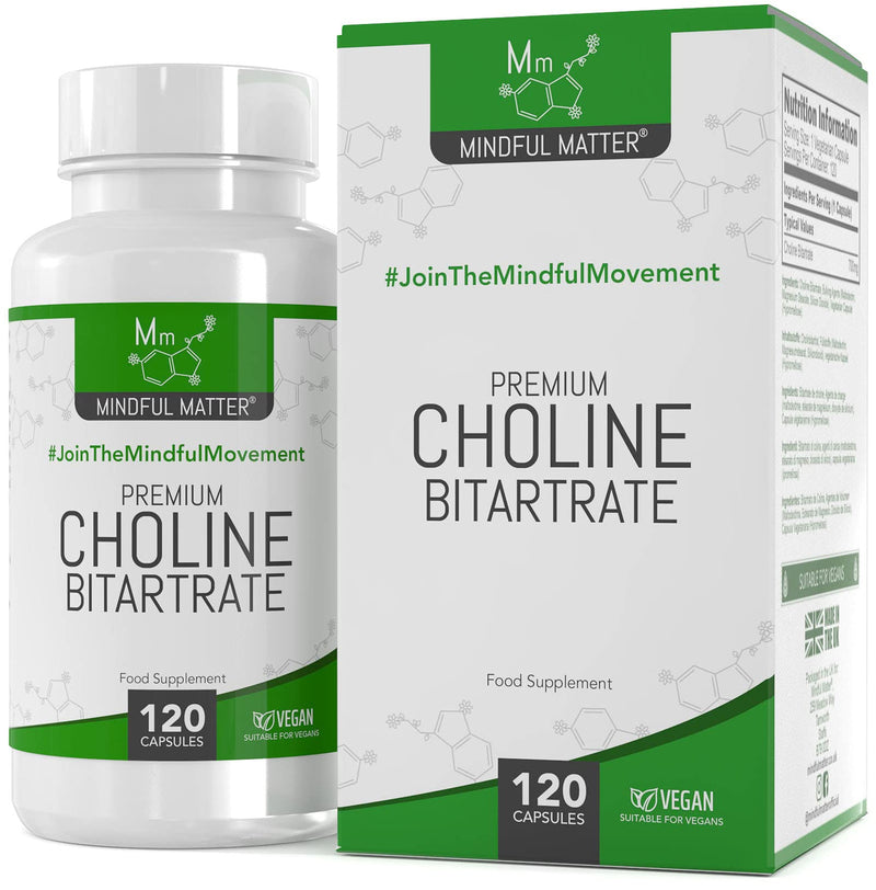 MM Choline | 120 Vegan Capsules Choline High Dose | 700mg choline extract per serving - Choline Bitartrate Choline Supplement | GMO, gluten and allergen free | Made in Britain - NewNest Australia