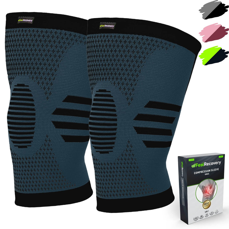 Pack of 2 knee supports for men and women - compression knee support sports for knee pain - knee support for osteoarthritis and meniscus - breathable and non-slip (L, black) L - NewNest Australia