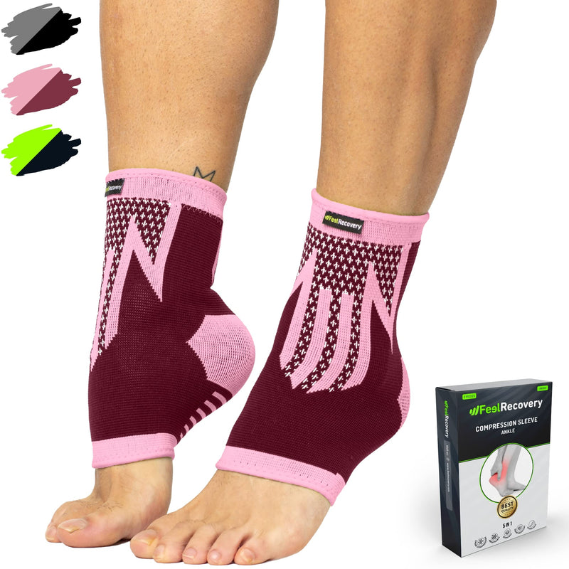 Pack Of 2 Foot Bandages For Men & Women - Ankle Brace Sports For Running, Football, Jogging - Ankle Brace For Achilles Tendon, Ligament Tear, Plantar Fasciitis - Breathable & Non-Slip (M, Bordeaux) - NewNest Australia