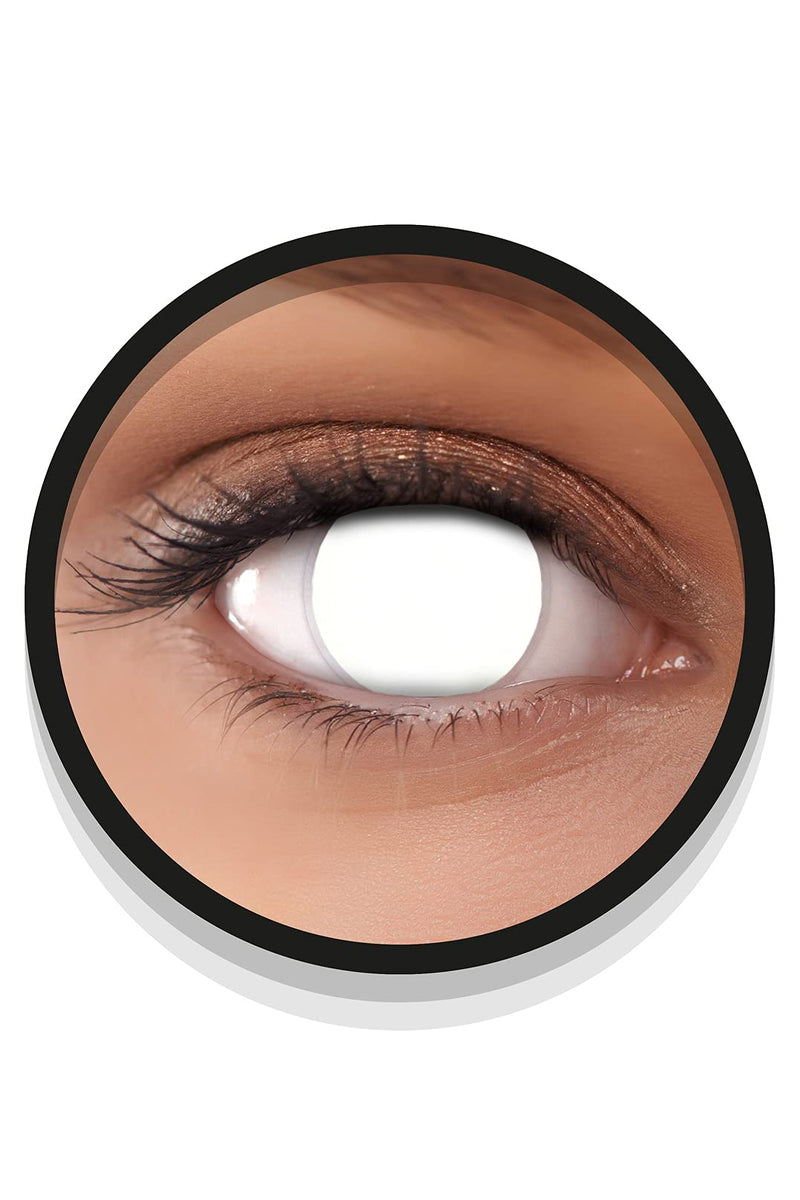 Fxeyez Colored Contact Lenses Halloween White Blind White Pack Of 2 (1 Pair) Without Prescription Easy To Install White Lenses Attention: Only 60% Vision - 2 X Colored White Contact Lenses - NewNest Australia