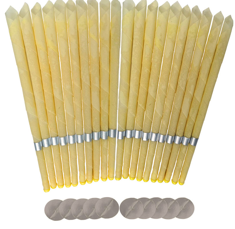 Leikaihua 20 Ear Candles Ear Candles Set With Natural Organic Beeswax (Drip Protection Tray, 10 Pieces) Ear Candles Set For Health Care Clogged Ears (Yellow) - NewNest Australia