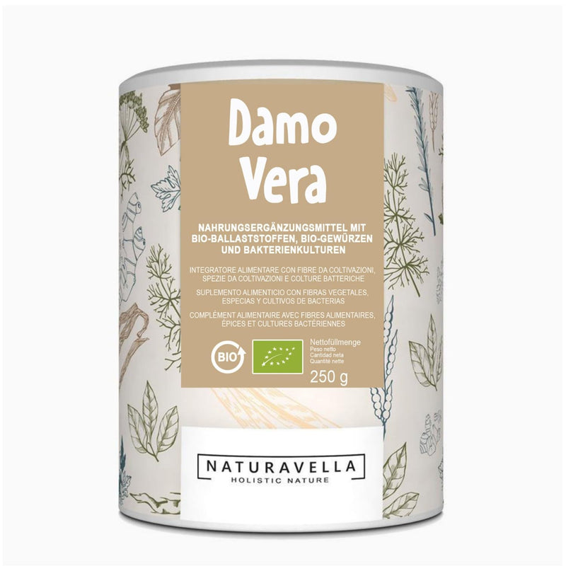 DamoVera® The organic intestinal treatment from the experts | Premium complex of organic fiber, organic spices and bacterial cultures I High dosage, vegan and laboratory tested, 250g - NewNest Australia