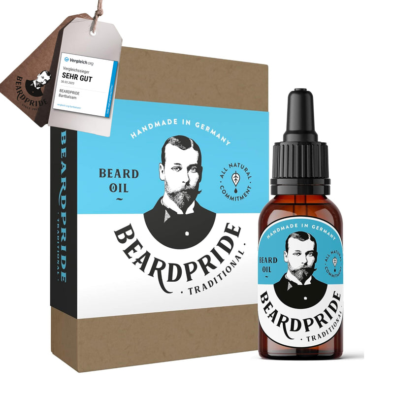 BEARDPRIDE Beard Oil for Men - The Original Beard Oil from the Barber Shop - Our Beard Care Oil Makes the Beard Soft - 100% Natural Oils - Beard Oil Ideal Gift for Men (Traditional, 30ml) Traditional 30.00 ml (Pack of 1) - NewNest Australia