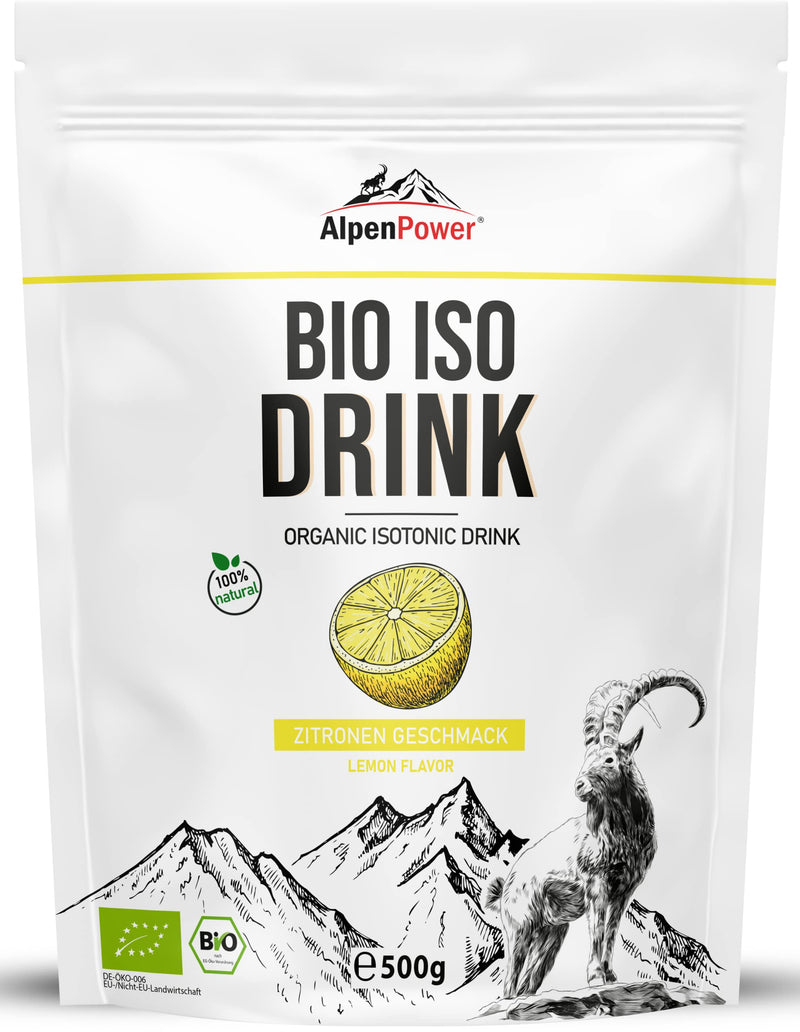 Alpenpower Organic Iso Drink Powder Lemon 500 G I Isotonic Drink Powder I 100% Natural Ingredients I Excellent Compatibility I No Artificial Additives I Ideal For Endurance Sports - NewNest Australia