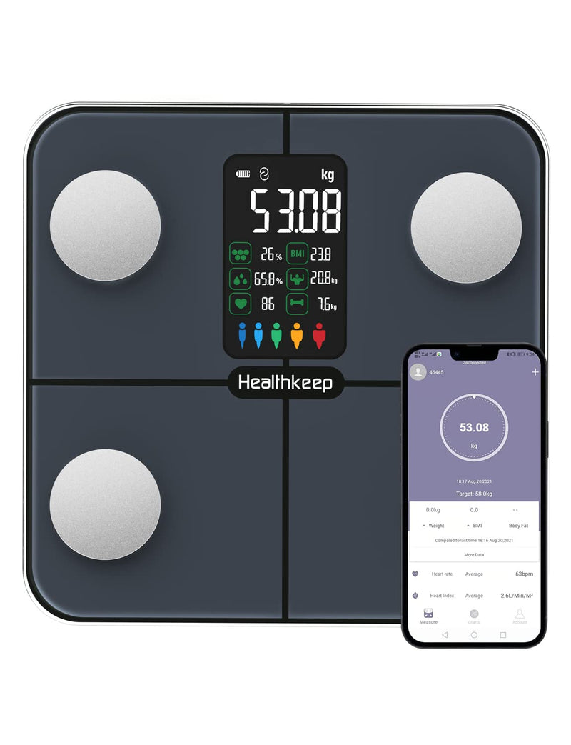 Body Fat Scales Personal Scales Digital Scales With Body Fat And Muscle Mass For 15 Body Data Heart Rate Monitor Scales People With Large Va Screen With App For Ios And Android - NewNest Australia