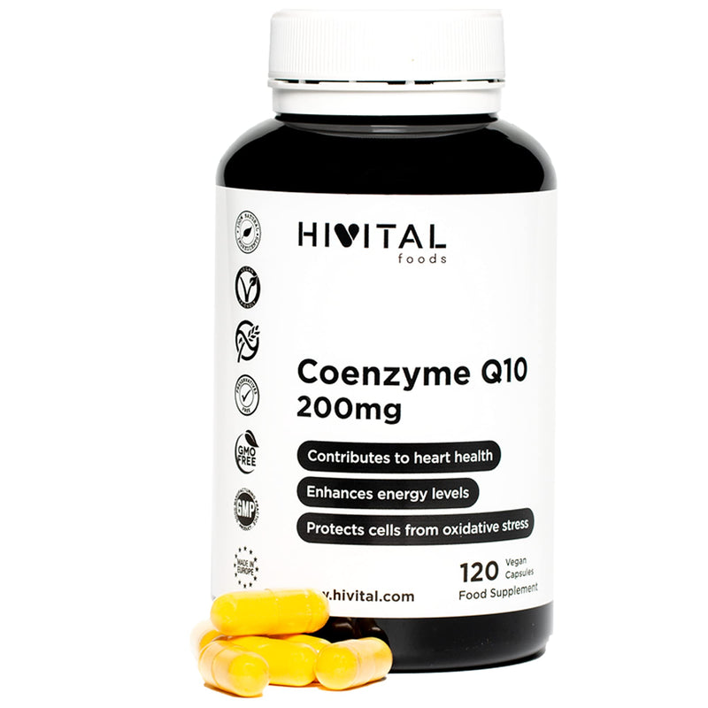 Coenzyme Q10 200 mg. 120 vegan capsules for 4 months. 100% natural CoQ10 Ubiquinone obtained through fermentation. Natural antioxidant to increase energy - NewNest Australia