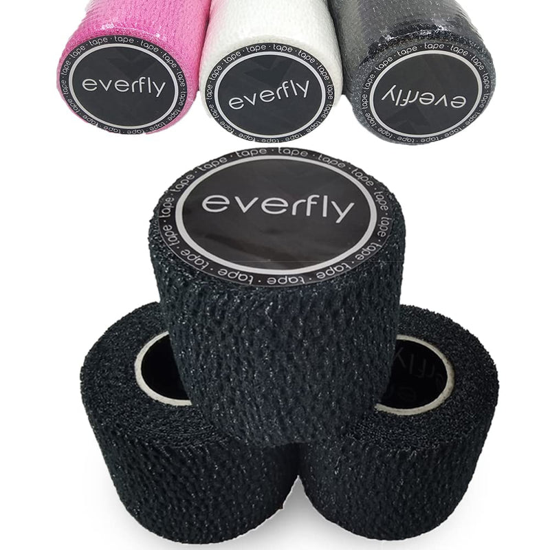 Everfly Tape Crossfit - 3 Rolls 5 Cm X 4.5 M - Sports Bandage - Hook Grip Thumb And Finger - Self-Adhesive Bandage - Flexible Protective Tape - Adhesive Tape For Weights (Black) - NewNest Australia