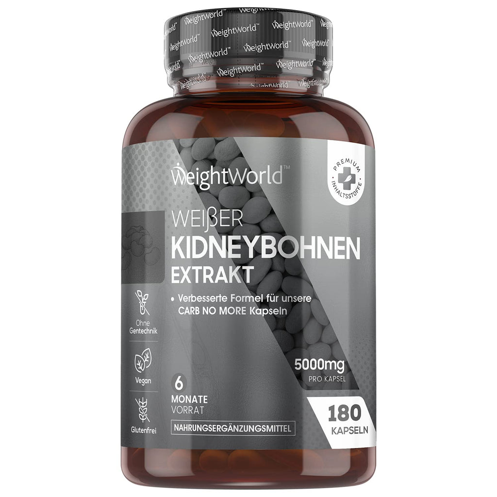 Weightworld White Kidney Bean Extract 5000 Mg - 180 Vegan Capsules - 6 Months - With Zinc & Chrome Minerals - 50:1 Kidney Bean Extract For Low Carb Or Ketogenic Diet - Improved Formula - NewNest Australia