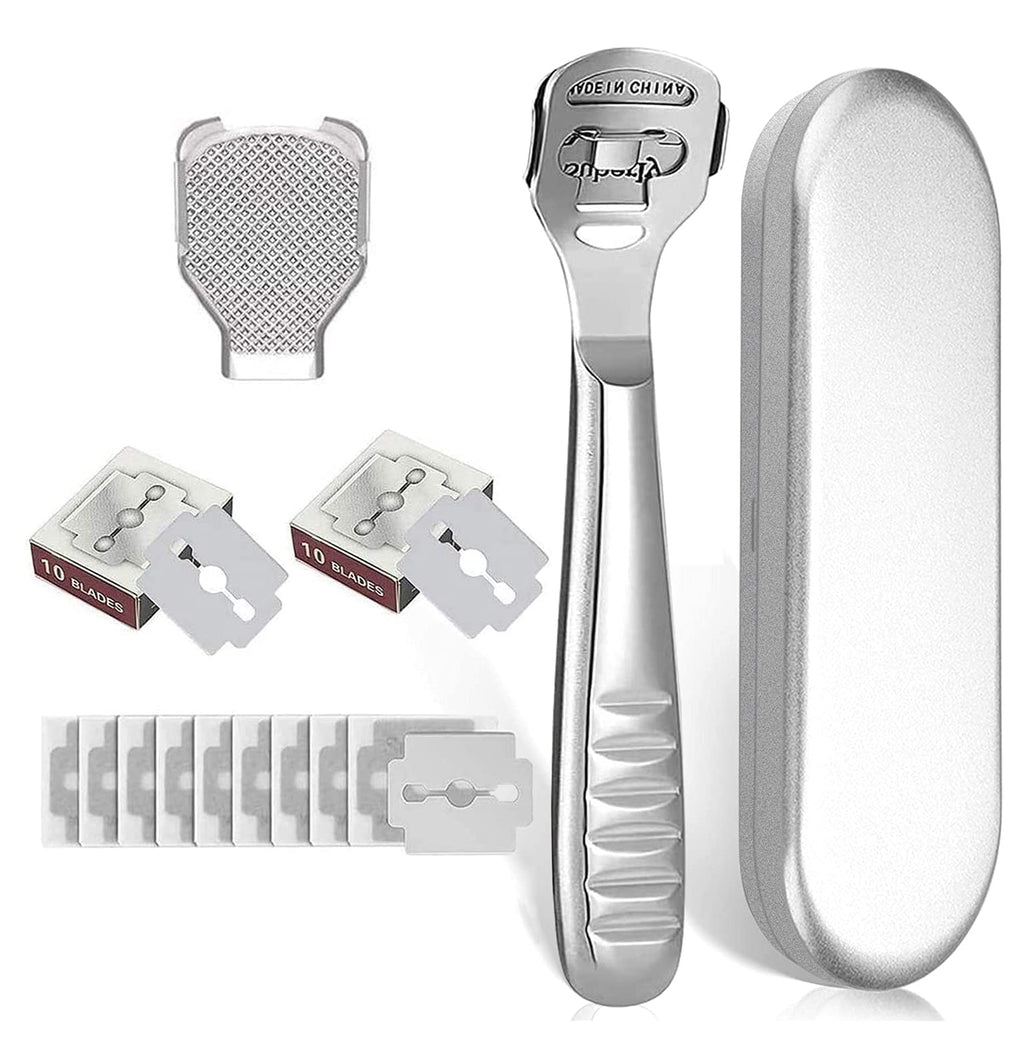 Vokmon Pedicure Callus Shaver Set - Professional Foot File Foot Rasp Foot Scraper With Case Foot File Heads & 20 Replacement Callus Razor Callus Remover For Feet Hand Care - NewNest Australia