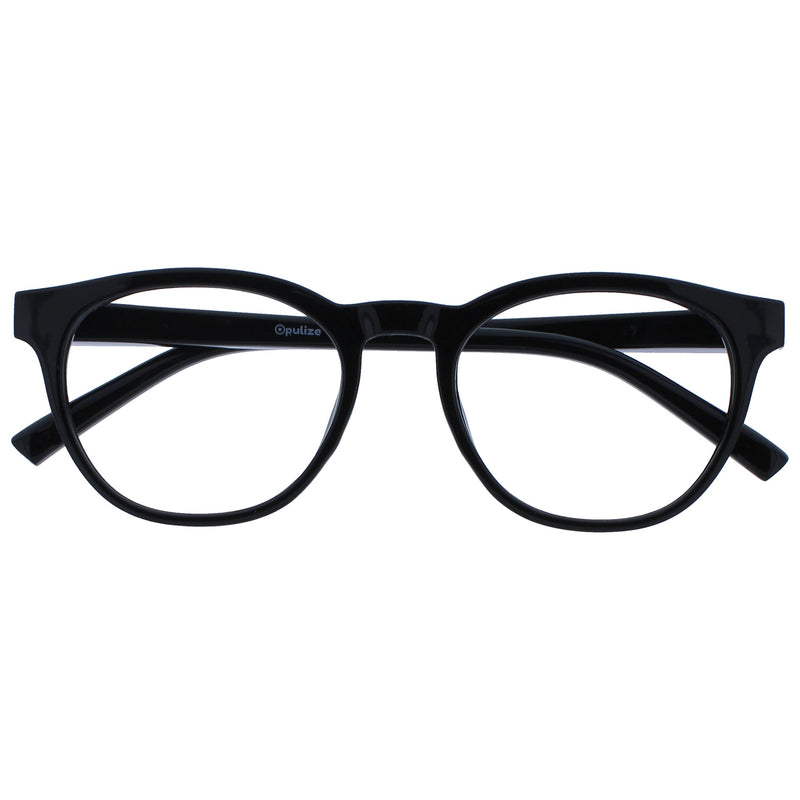 Opulize Blu - Reading Glasses Blue Light Filter Cool Round Frame Spring Hinges Improve Sleep Computer Gaming Anti-Reflective Men Women B5 +0.00 Diopter Black - NewNest Australia