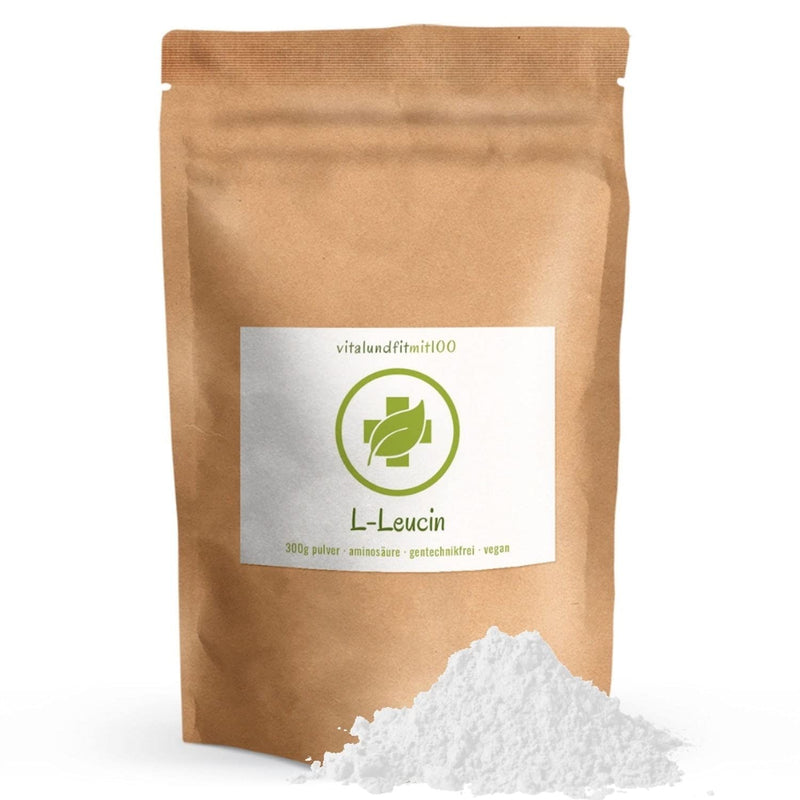 L-Leucine powder 300 g - essential proteinogenic amino acid - fermentation production - non-GMO - 100% vegan and pure - gluten-free/lactose-free - without auxiliary substances or additives - NewNest Australia