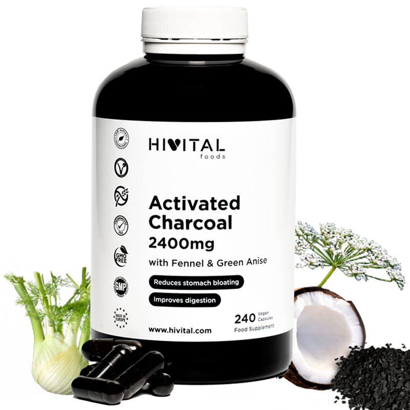 Activated Carbon 2400 Mg 240 Vegan Capsules Natural Activated Carbon From Coconut Shells With Fennel And Green Anise To Reduce Bloating And Fullness And Improve Digestion - NewNest Australia