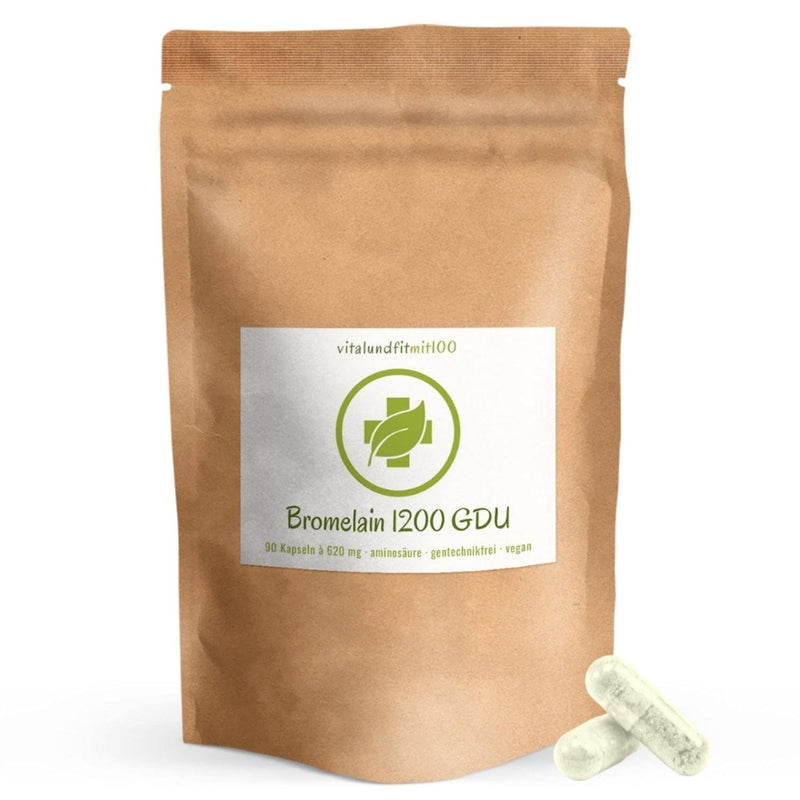 Bromelain 1200 Gdu (‚Âà 2400F.Ip) - Capsule 90 Capsules Of 620 Mg - Made From Pineapple Extract - Vegan/Pure - Gmo Free - No Additives And Additives - Made In Germany - NewNest Australia