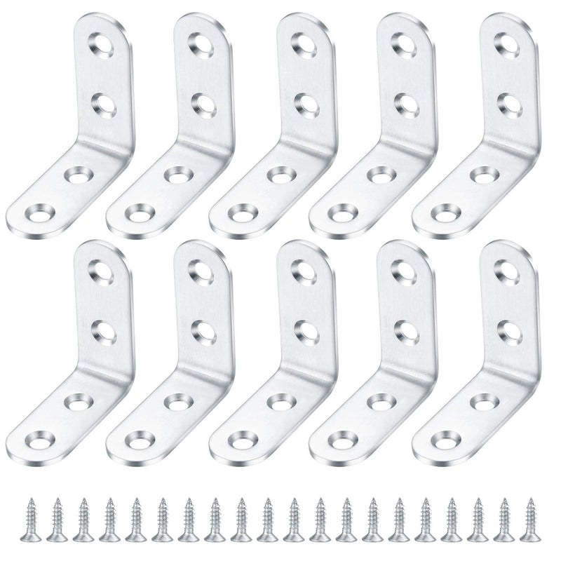 Does Not Apply,Pack Of 10 Stainless Steel Angle Shelf Brackets, Corner Connectors, Metal, Angle Connectors, 90 Degree Corner Connectors, Shelf Coner Brace Brackets For Shelves, Furniture, Wood, With Screws - NewNest Australia