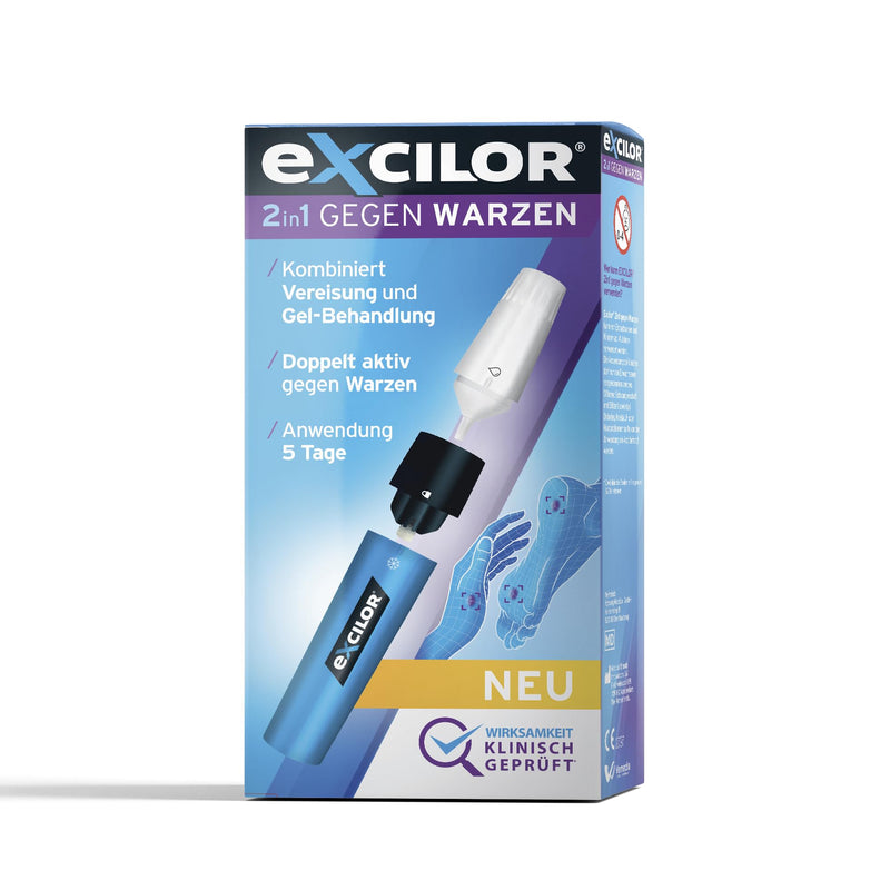 Excilor 2-in-1 against warts, doubly active through icing + acid, clinically tested effectiveness, also against plantar warts, only use for 5 days - NewNest Australia