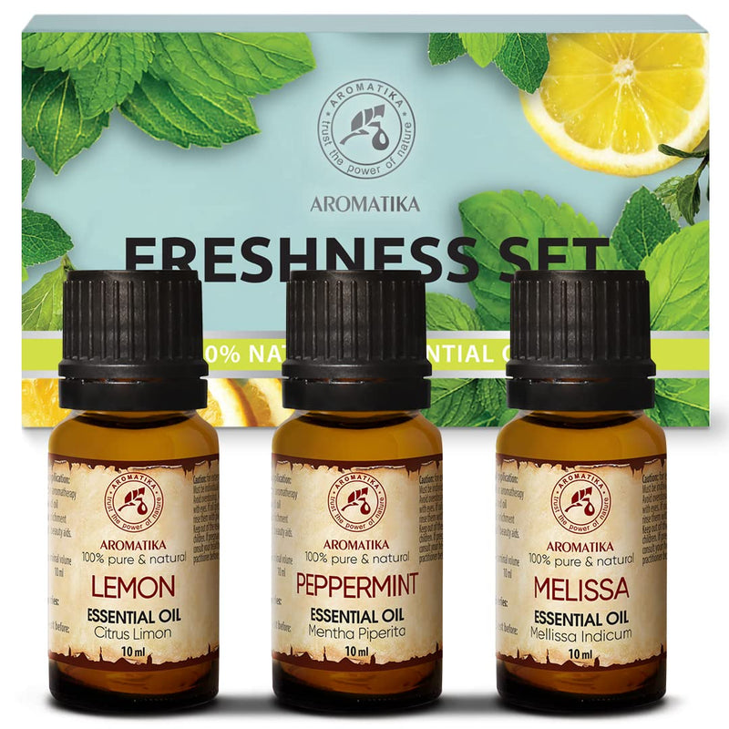 Essential Oils Set 3 X 10 Ml - Pure Fresh Set With Peppermint Oil Lemon Oil Melissa Oil - 30 Ml - Aromatherapy Gift Set For Diffuser - Fragrance Oils For Diffusers And Soap Making - NewNest Australia